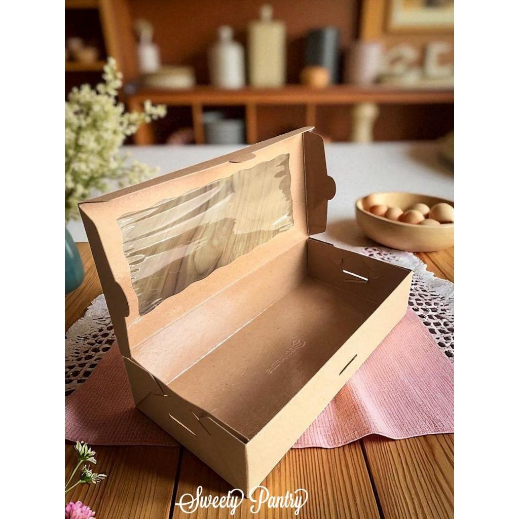 10PCS - CB231105 - Dus kue Brownies box Packaging Brownies 23x11x5cm Coklat - Image 4
