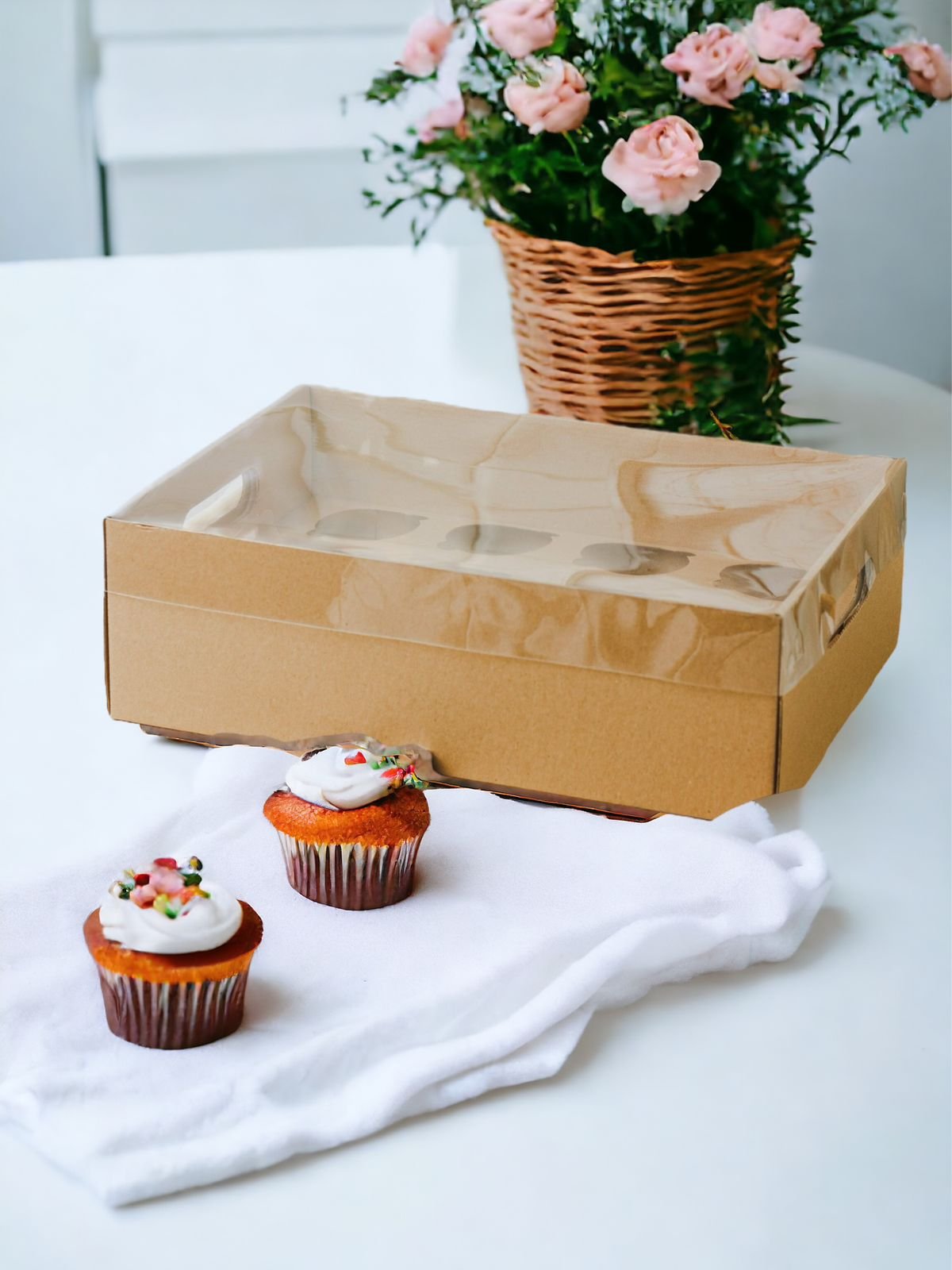 5PCS - BOX TRAY HANDLE - Dus Box tray makanan Packaging Kotak kue hampers Window cake nampan - Image 5