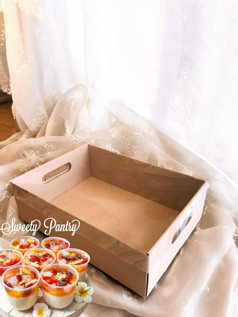 5PCS - BOX TRAY HANDLE - Dus Box tray makanan Packaging Kotak kue hampers Window cake nampan - Image 3