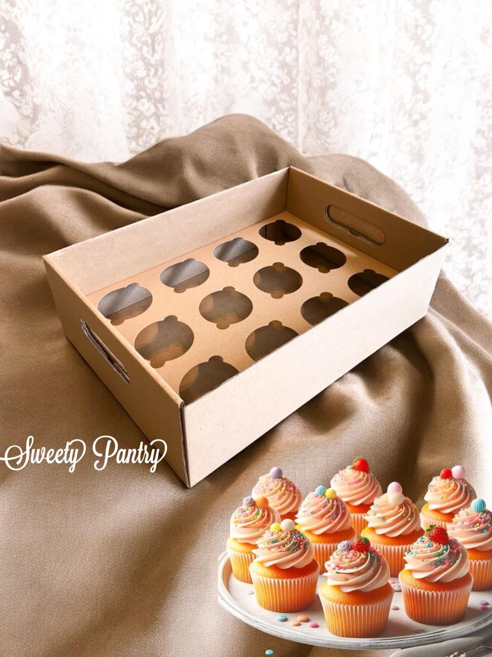 5PCS - BOX TRAY HANDLE - Dus Box tray makanan Packaging Kotak kue hampers Window cake nampan - Image 2