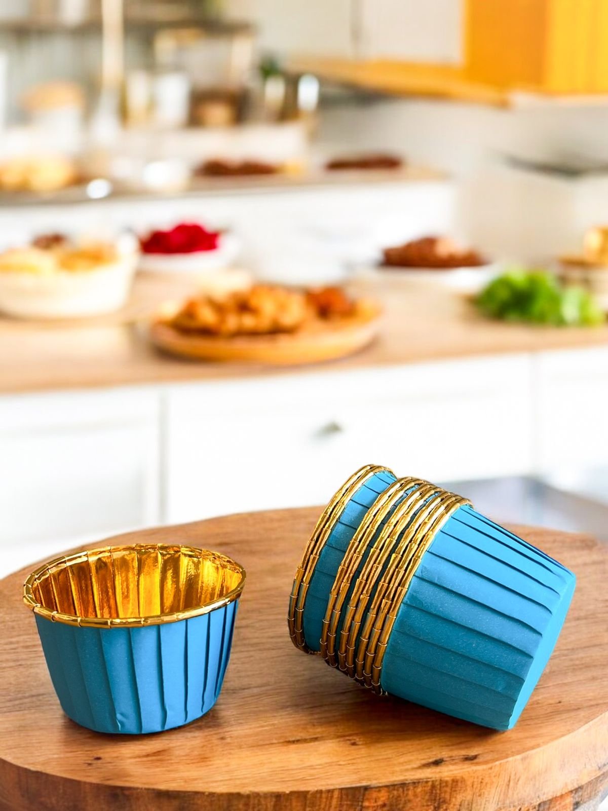 50PCS - Kertas cupcake GOLD METALIC muffin paper baking cup case list anti lengket medium - Image 2