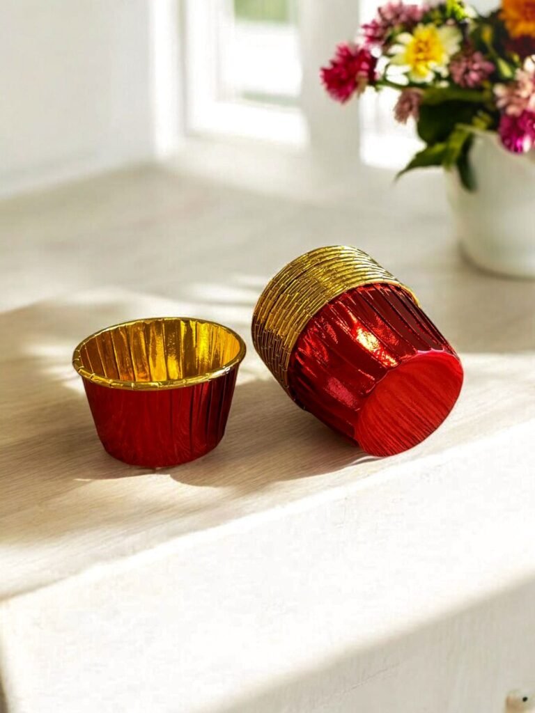 50PCS - Kertas cupcake GOLD METALIC muffin paper baking cup case list anti lengket medium