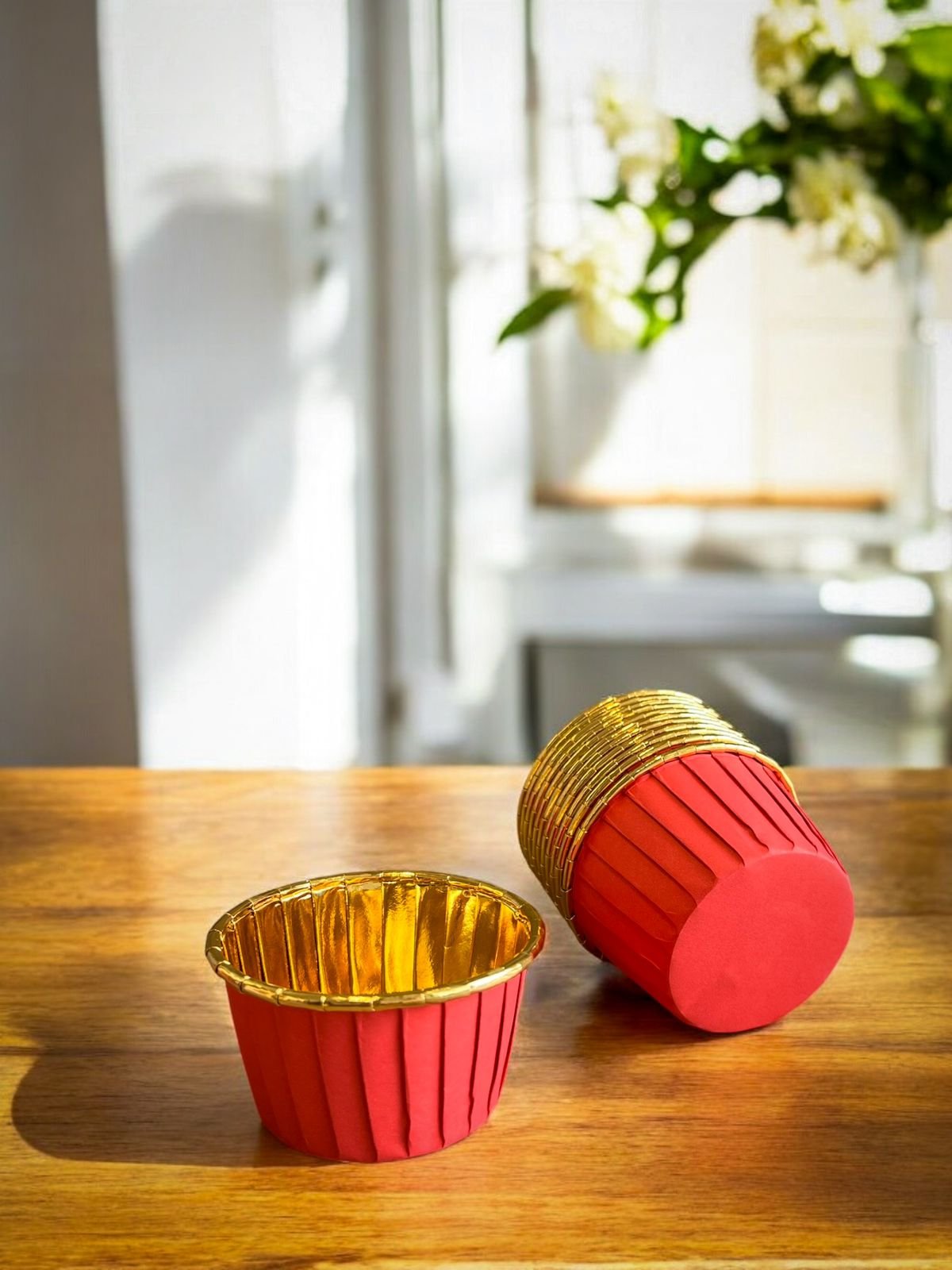 50PCS - Kertas cupcake GOLD METALIC muffin paper baking cup case list anti lengket medium - Image 4