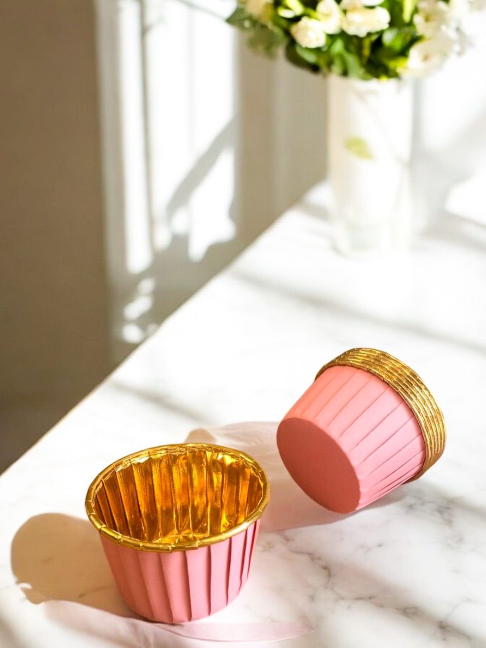 50PCS - Kertas cupcake GOLD METALIC muffin paper baking cup case list anti lengket medium - Image 3