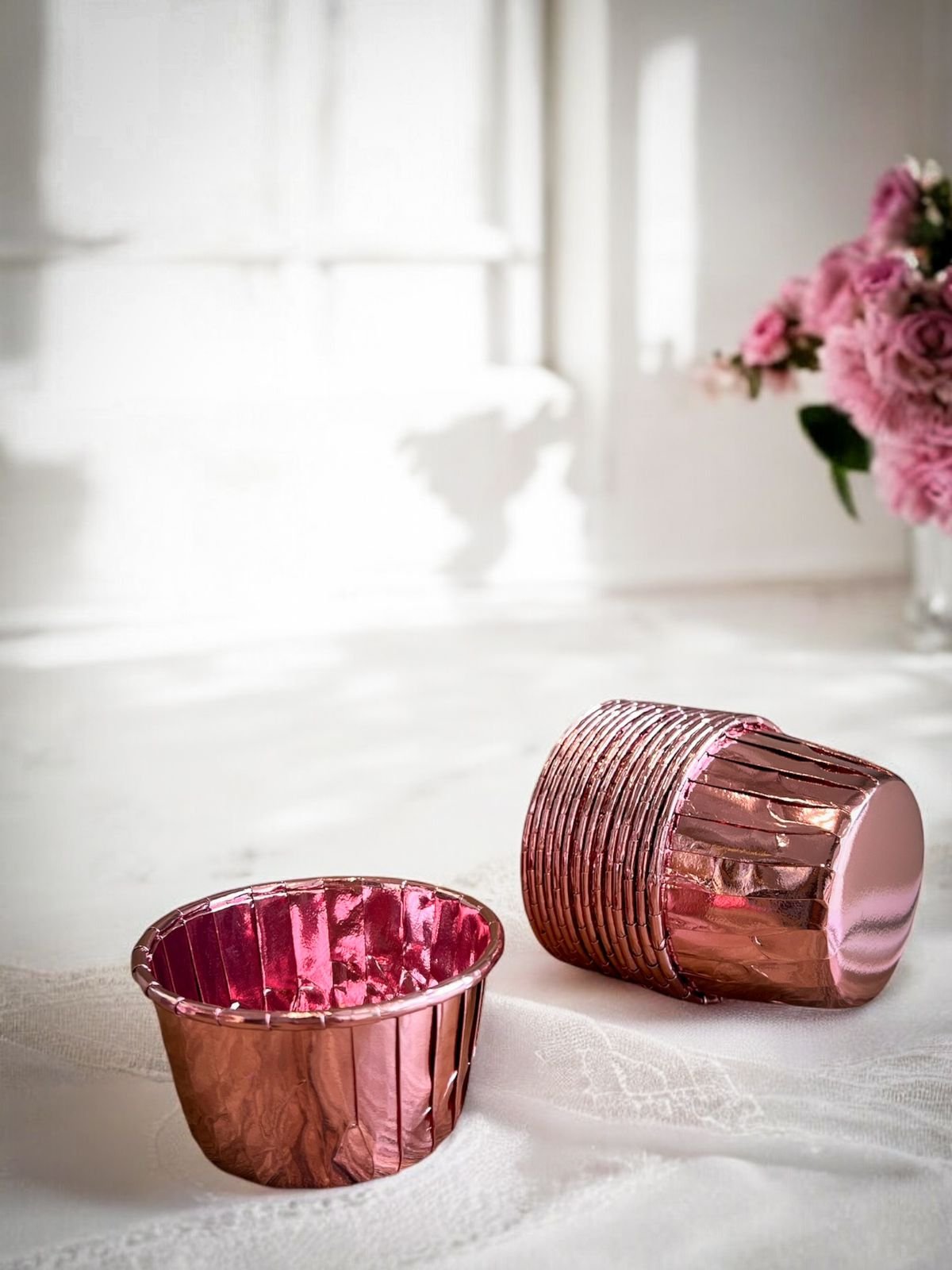 50PCS - Kertas cupcake GOLD METALIC muffin paper baking cup case list anti lengket medium - Image 6