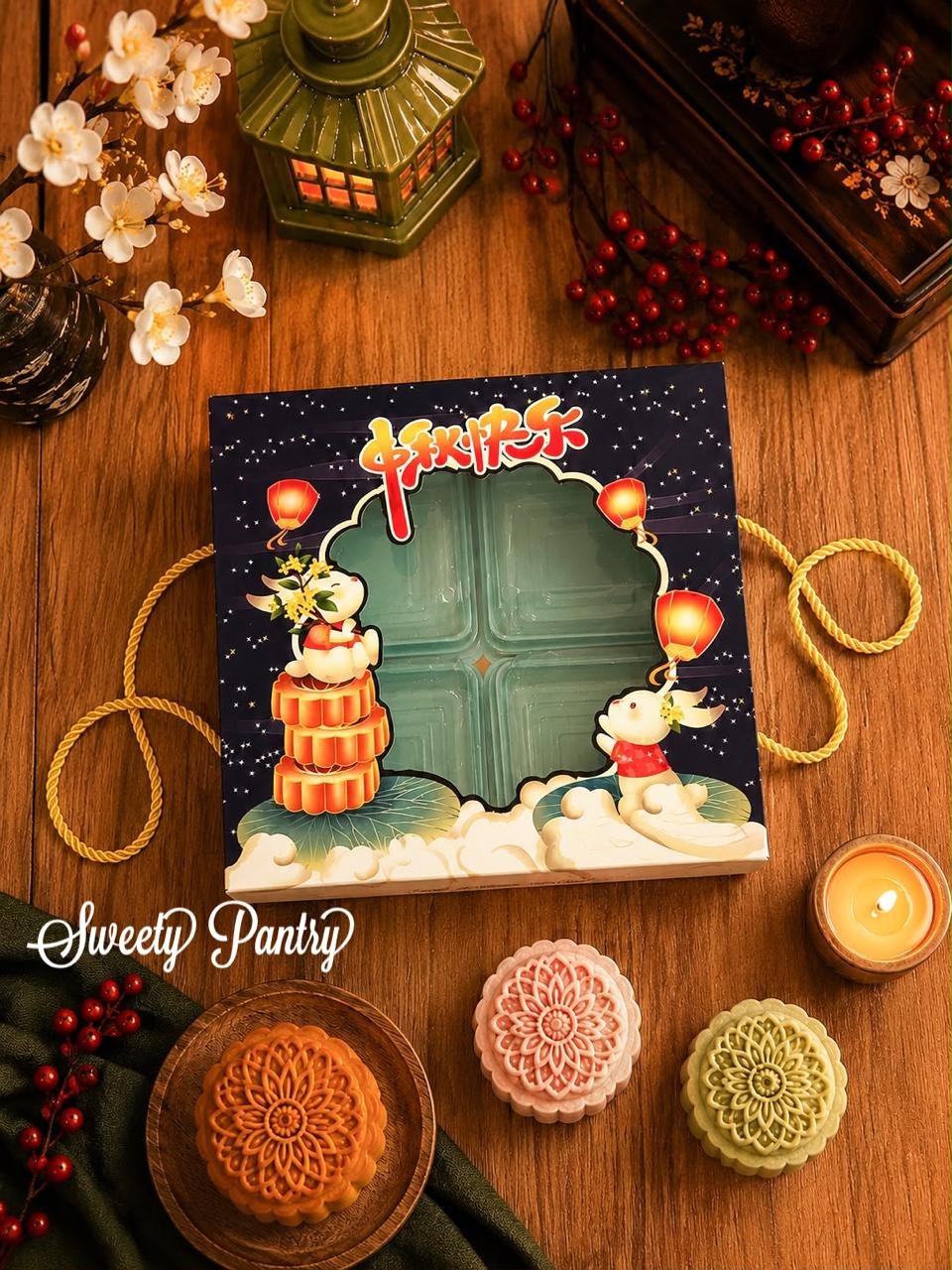 5PCS - MB HUTAO - Dus Box Packaging Kotak kue bulan Mooncake isi 4 uk 125 gr