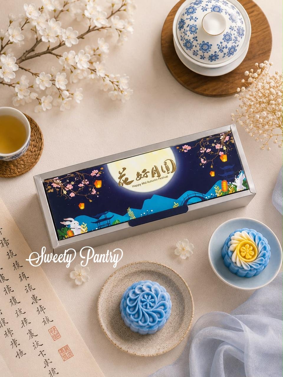 5PCS - MB YELAN - Dus Box Packaging Kotak kue bulan Mooncake isi 3 uk 125gr