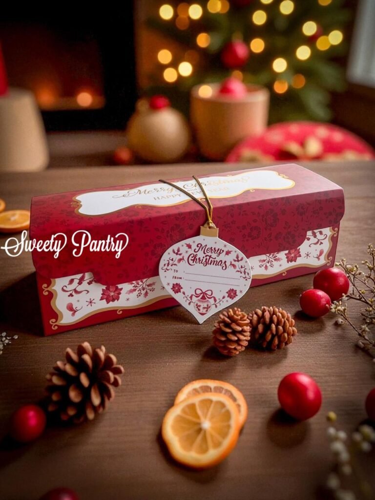 5PCS - MERRY - Dus Kue Natal Cake Box Natal Kemasan kotak bolu gulung Uk 25x8x8 cm