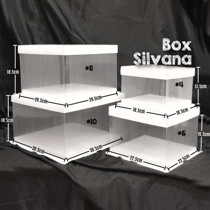 4PCS - SILVANA - Box kotak dus Packaging kue cake tart tinggi full mika Transparan