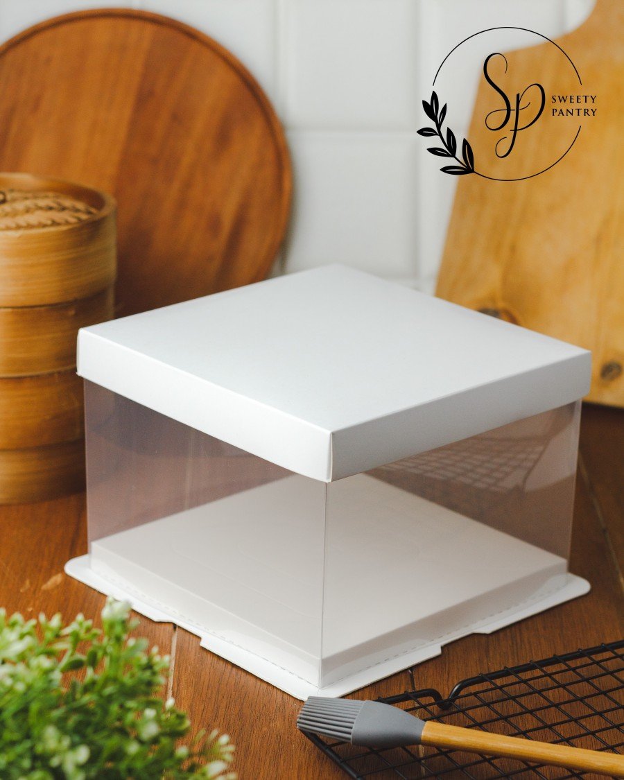 4PCS - SILVANA - Box kotak dus Packaging kue cake tart tinggi full mika Transparan - Image 4