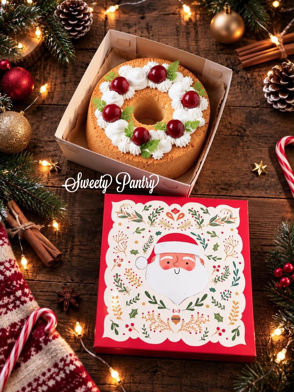 5PCS - BOX WINTER - Dus Kue Natal / Box Kue Natal / Packaging Kue Natal Uk 22x22