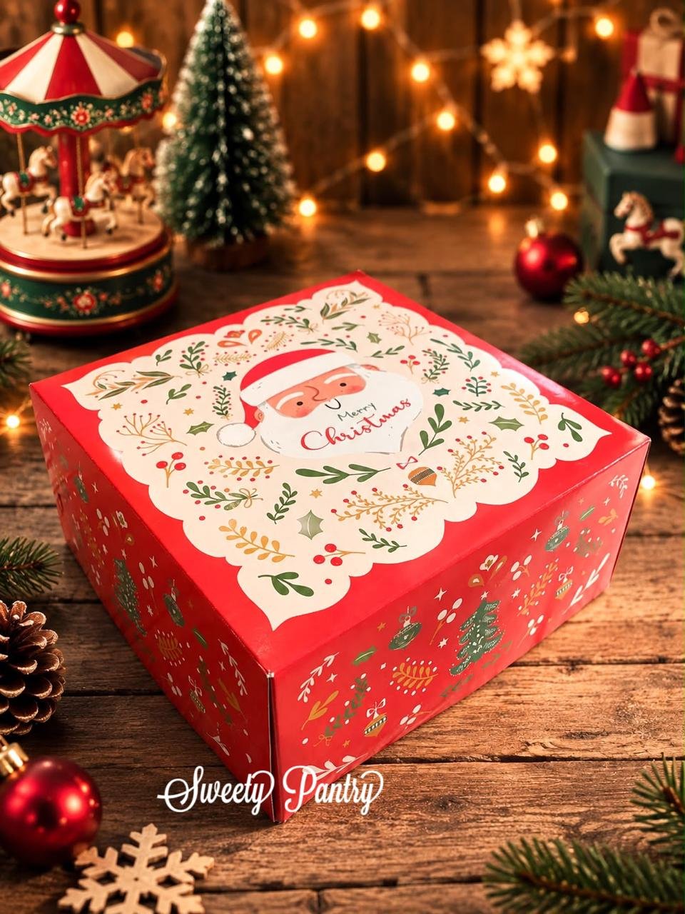 5PCS - BOX WINTER - Dus Kue Natal / Box Kue Natal / Packaging Kue Natal Uk 22x22 - Image 2