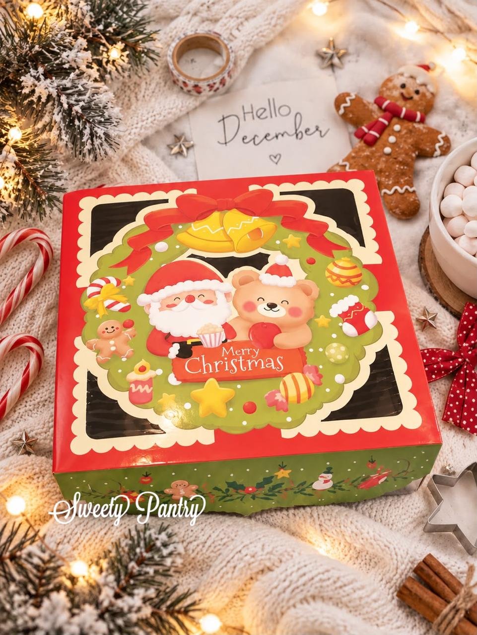 5PCS - BOX WINTER - Dus Kue Natal / Box Kue Natal / Packaging Kue Natal Uk 22x22 - Image 3