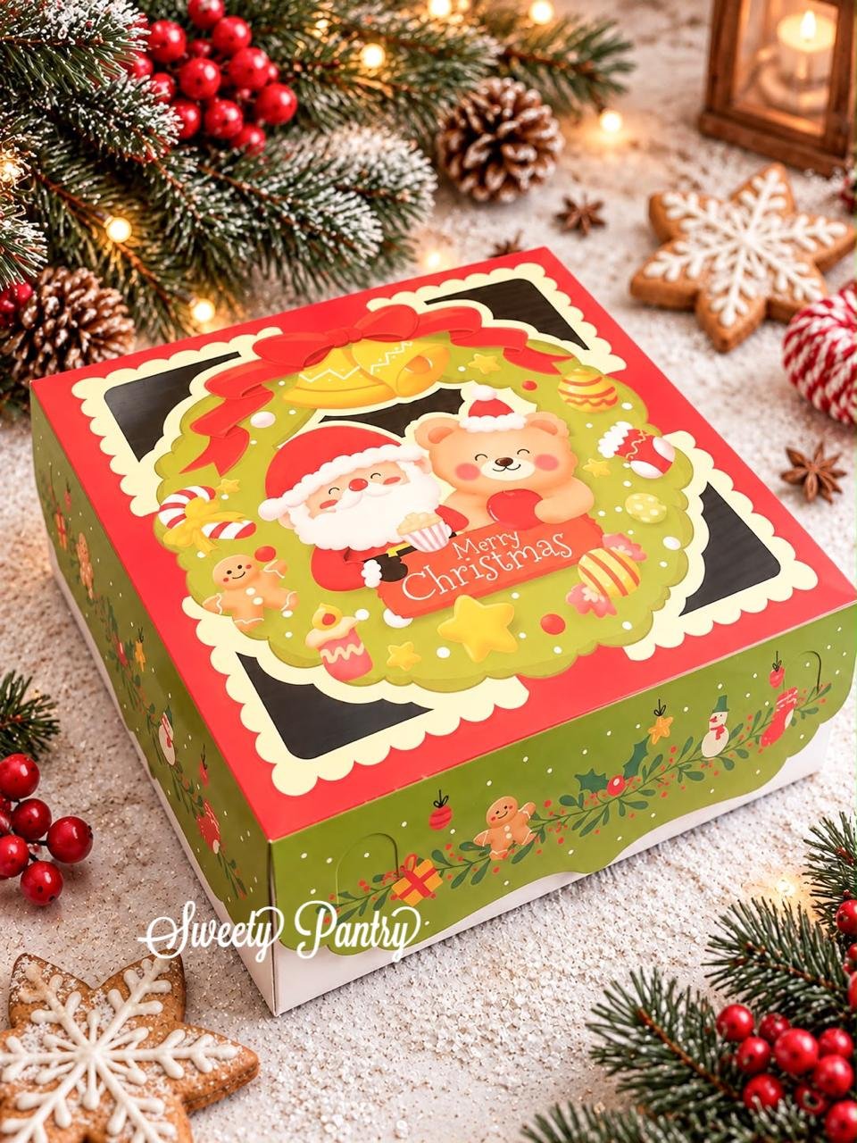 5PCS - BOX WINTER - Dus Kue Natal / Box Kue Natal / Packaging Kue Natal Uk 22x22 - Image 4